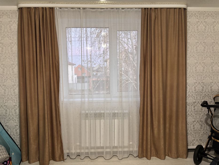 Гардина со шторами и тюлью