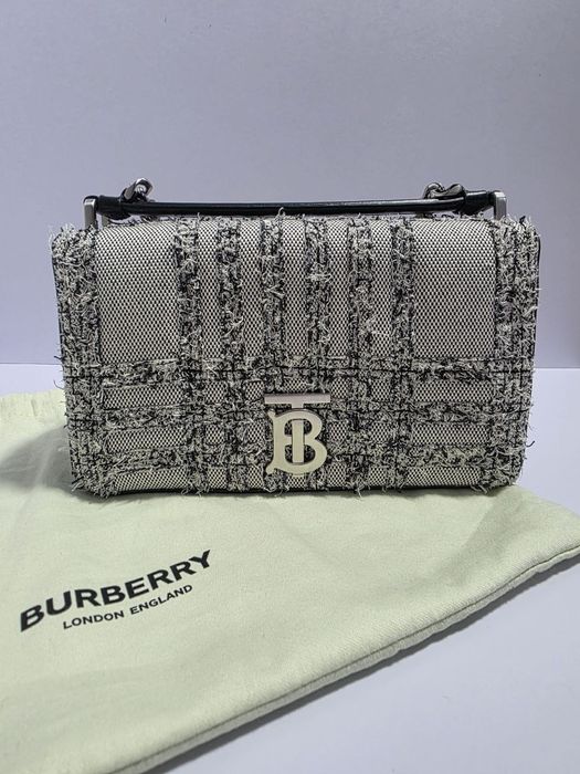 BURBERRY Lola чёрно-белая стёганая сумка через плечо ("недл-панч")