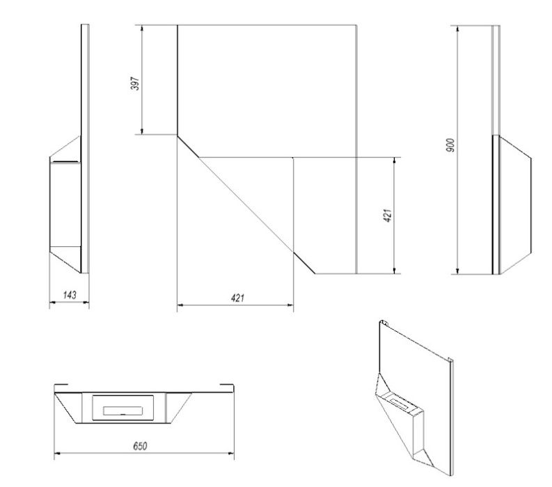 Semineu pe bioetanol de aplicat pe perete elegant si modern