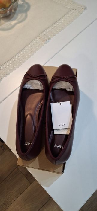 Balerini din piele naturala Mango