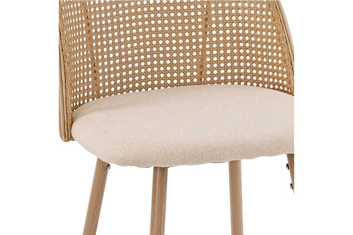 Луксозен бар стол с ратан Kace, Метални крака, 43x55x102cm
