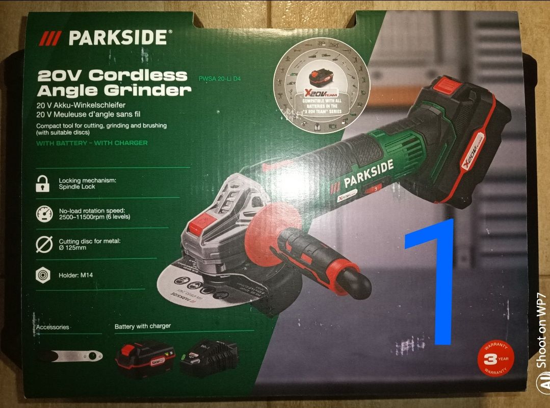 Parkside flex D4 F4 polidisc polizor pe baterie 20V 4A 8A incarcator