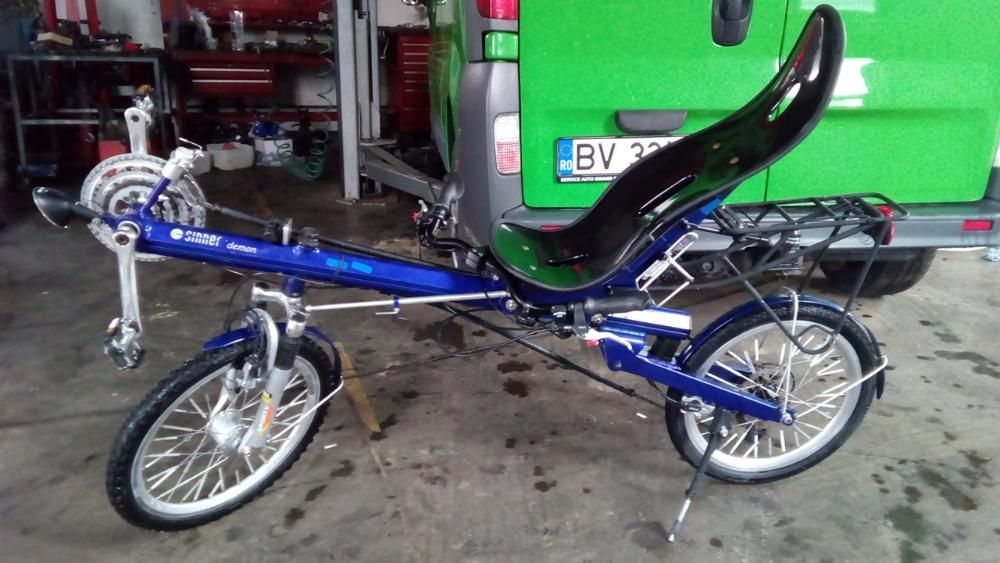 Bicicleta recumbent orizontala cadru aluminiu scaun carbon, suspension