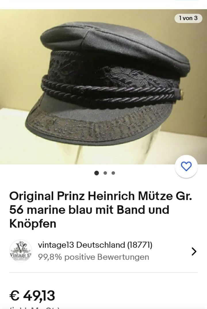 Sapca vintage marina fluviala,bărbați/stil Prinz Heinrich/57/58