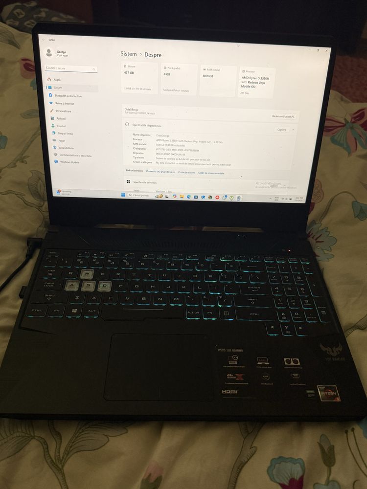 Vand Laptop Asus Tut Gaming fx 505 dt