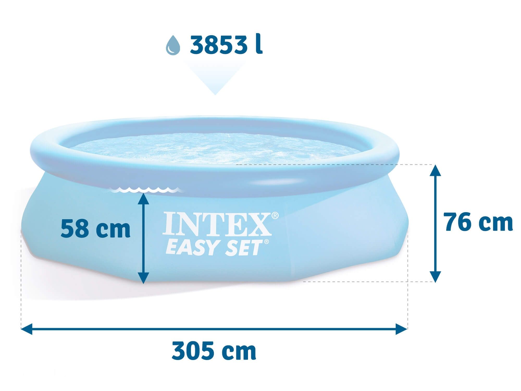 Бассейн надувной Интекс 3.05*76 см для всей семьи