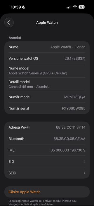 Apple Watch Series 9 2023 GPS + Cellular, Midnight Aluminium 45mm