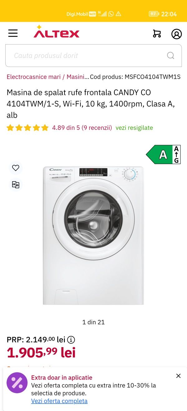 Masina de spălat candy