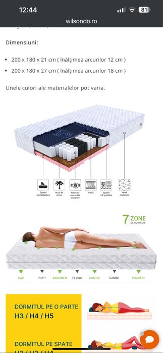 Vand saltea noua, dimensiuni 180/200 cu 27 înaltime!