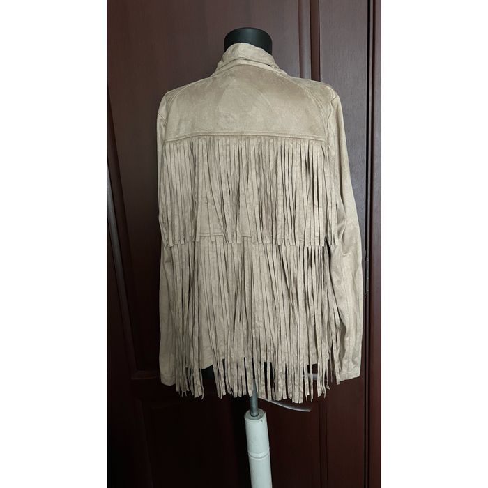 Jacheta / cardigan cu franjuri - imitatie piele intoarsa