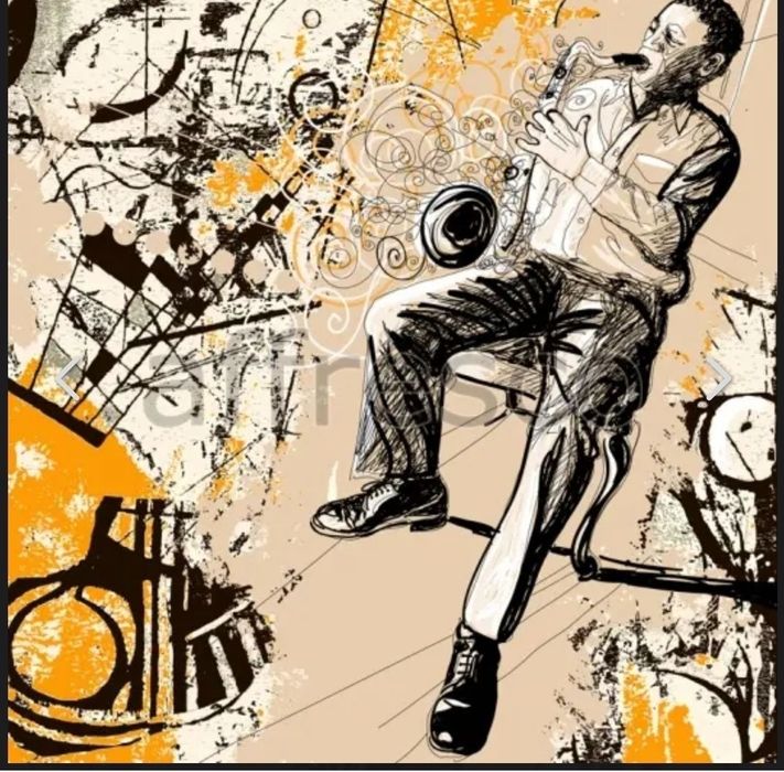 Картина фреска игра на саксофоне