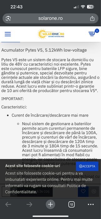 Vand  2 bateri pentru panou solar 5,12 KW bucata