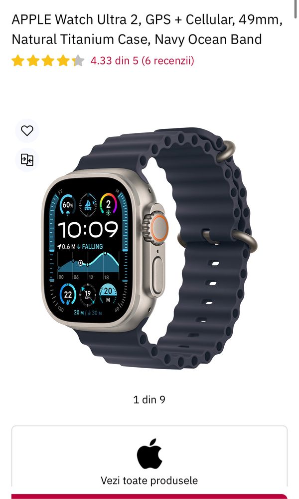 APPLE Watch Ultra 2, GPS + Cellular, 49mm, sigilat, transport ZERO