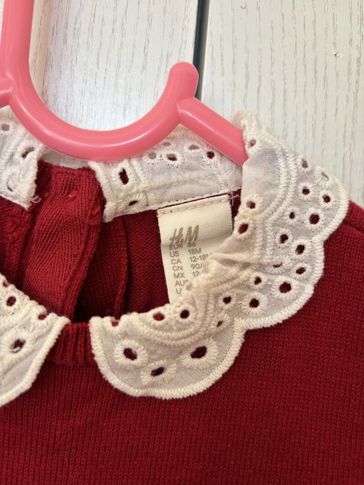 Rochie rosie carouri Zara 86 Hm H&M 12-18 craciun