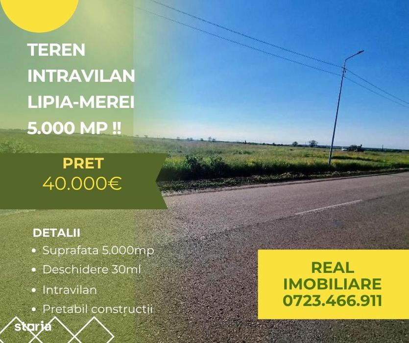 Teren intravilan Lipia-Merei 5000mp !