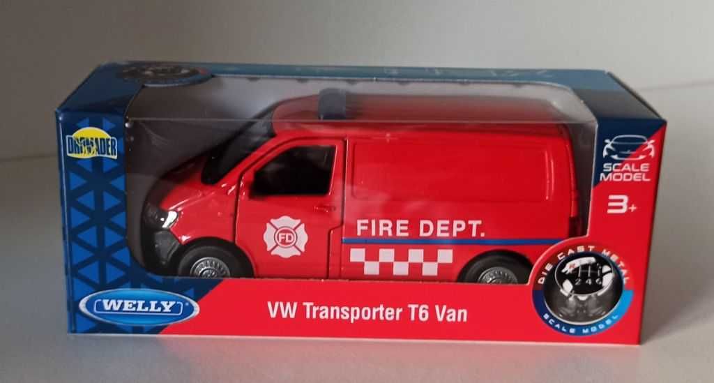 Macheta Volkswagen Transporter T6 Van Pompieri 2016 - Welly 1/40 VW