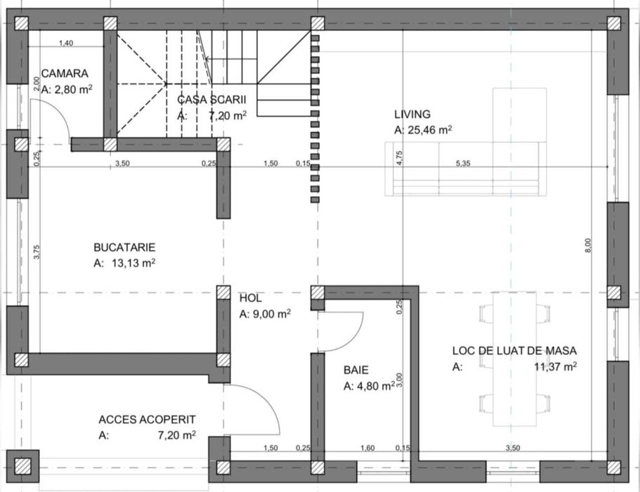 Vand Casa Colinelor 210 mp2 la gri (semifinisat) cu teren 350 mp2