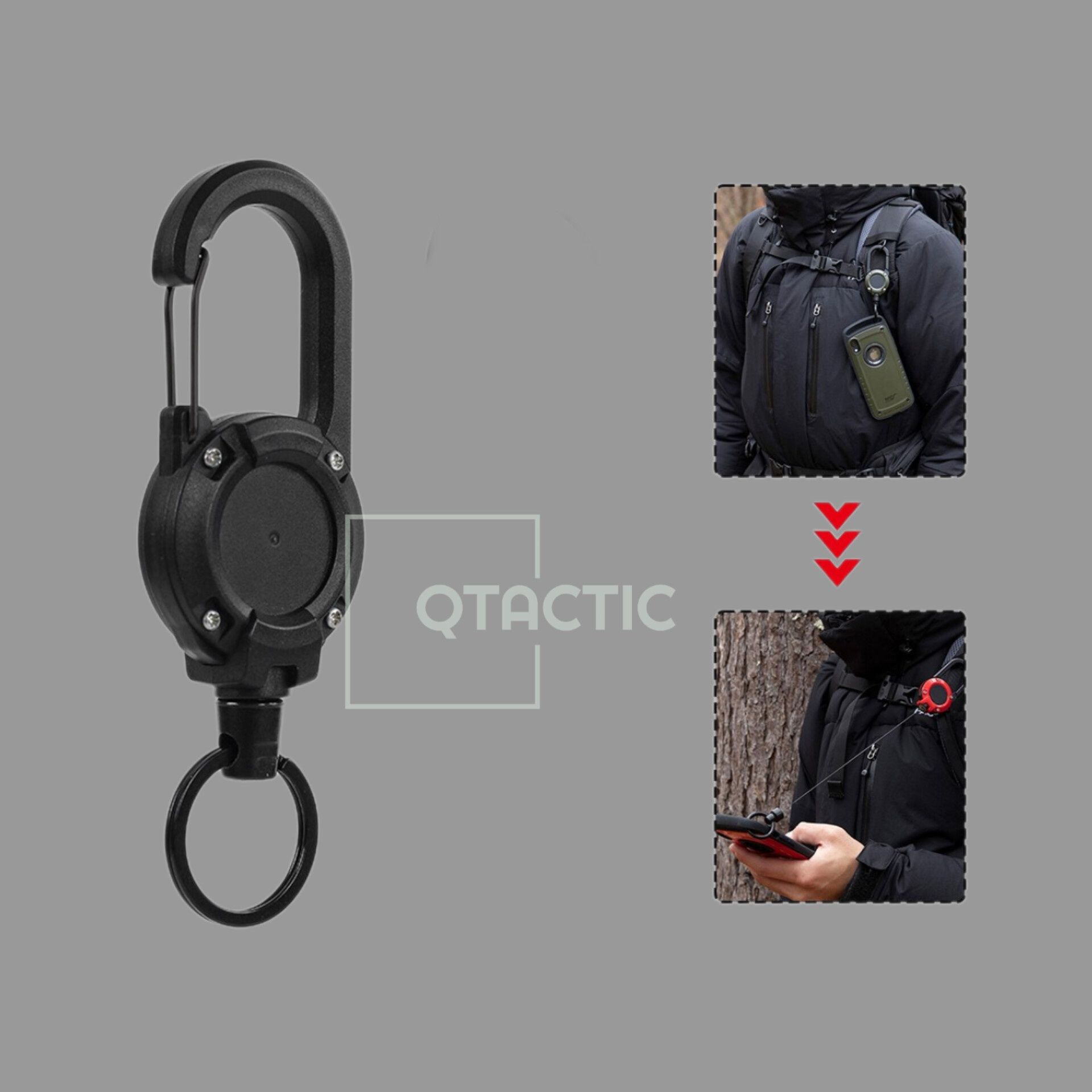 Suport chei, badge retractabil cu carabină /suport anti furt, pierdere