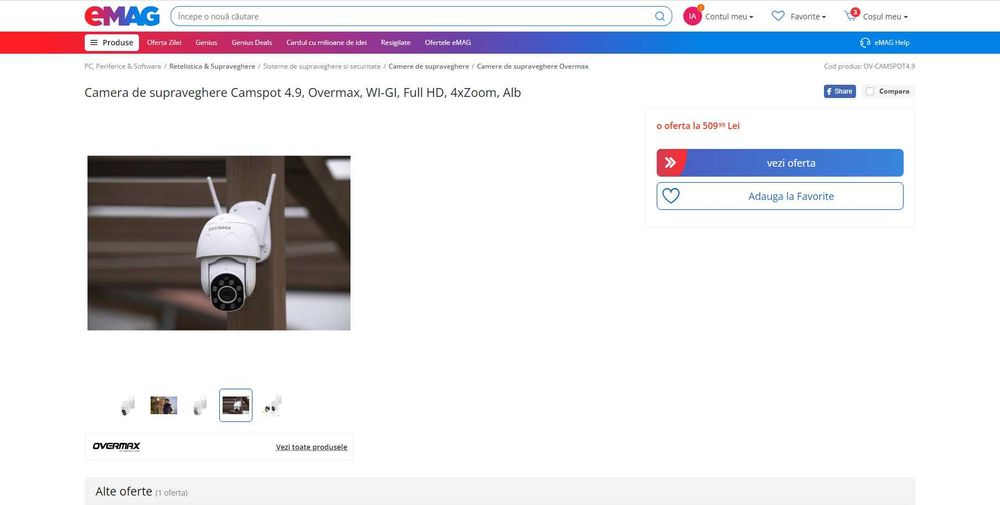Camera SMART supraveghere(AI) Camspot 4.9 Overmax, REDUS de la 509 RON