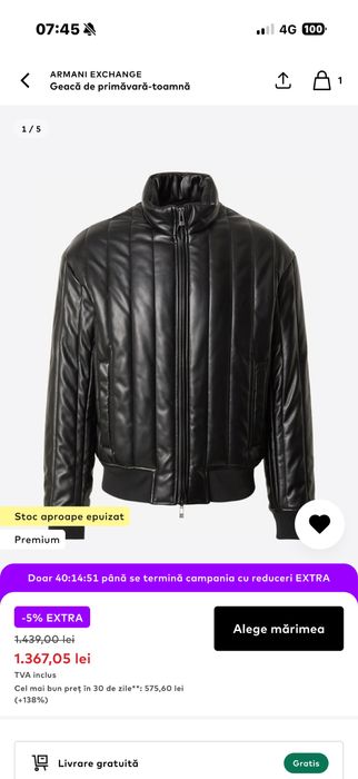 Geaca Armani Exchange noua, cu eticheta