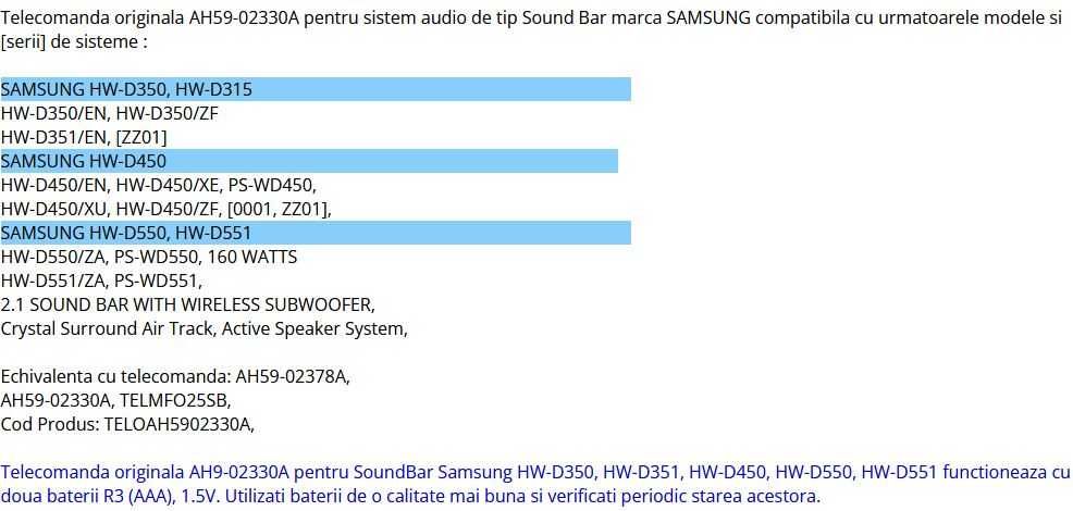 Telecomanda SAMSUNG AH50-02330A originala