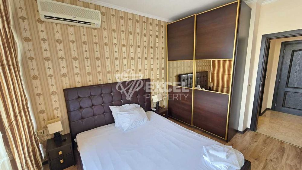 Обзаведен двустаен апартамент с гледка море в Слънчев Бряг