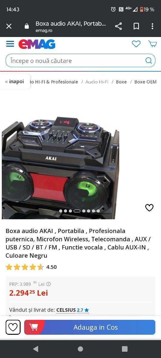 Sistem audio boxă Akai