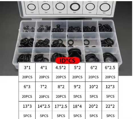 Комплект гумени О-пръстени, O-ring, уплътнителни пръстени 225бр.