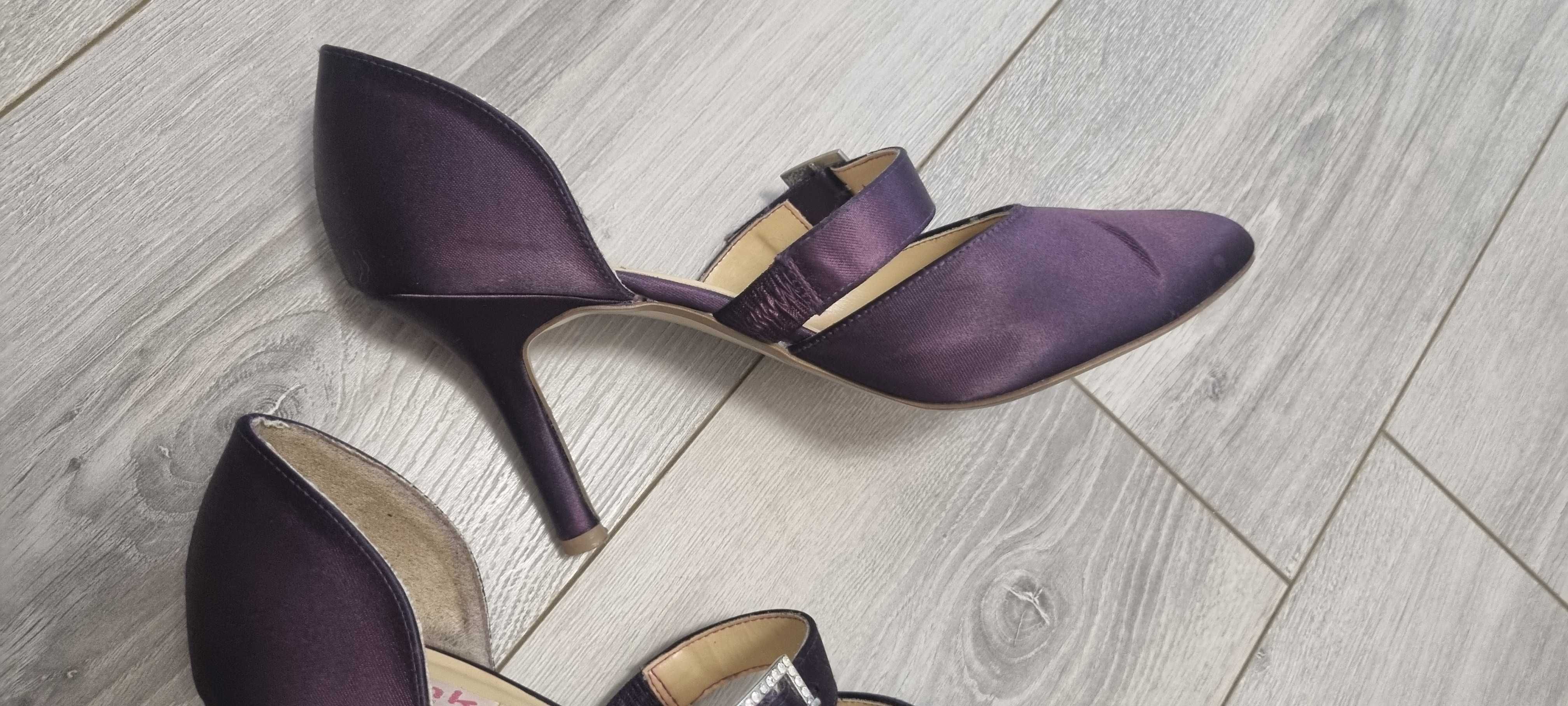 Pantofi din material, toc 7 cm