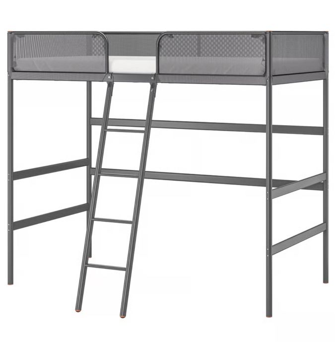 TUFFING Cadru pat supraetajat, gri închis, 90x200 cm