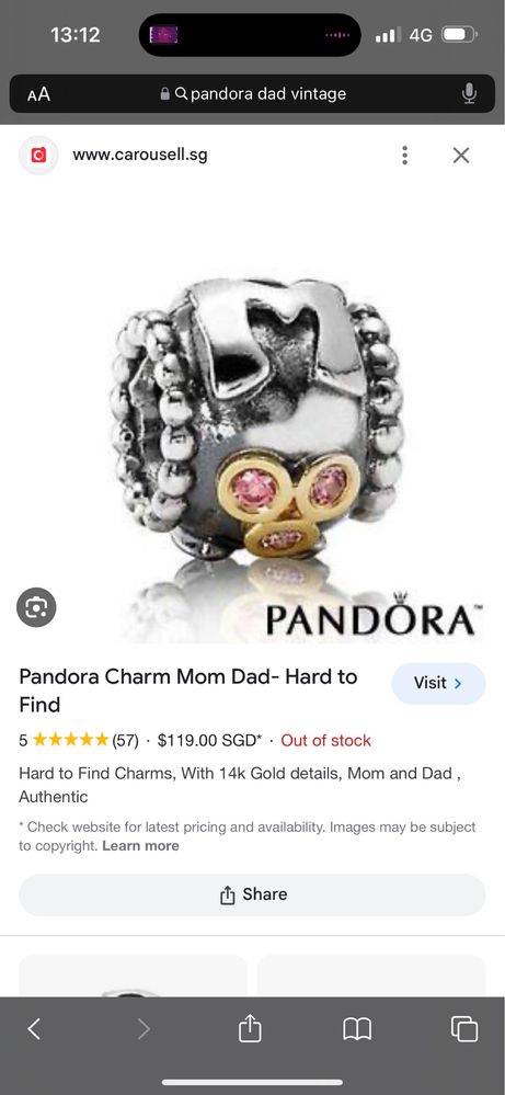 Pandora vintage MOM DAD HTF originale