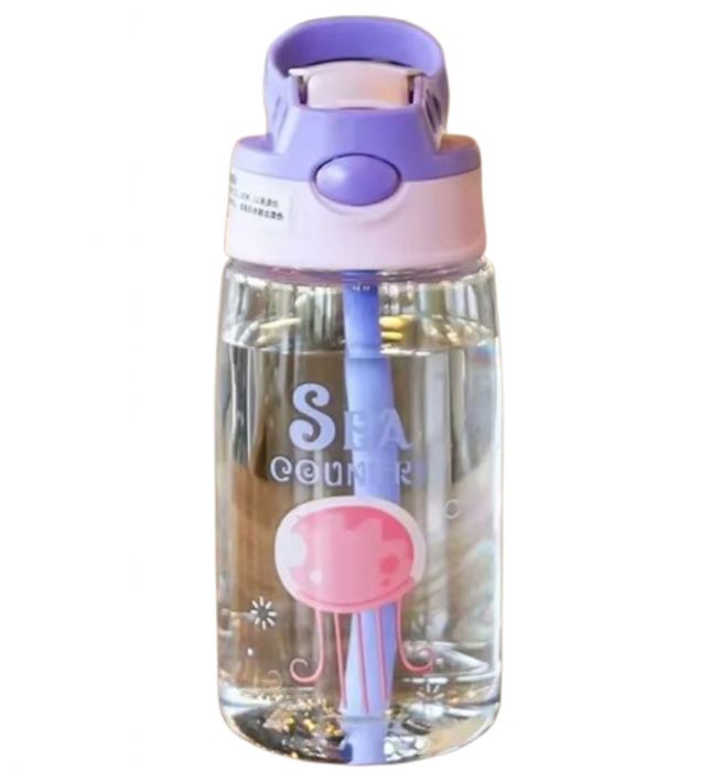 Детска бутилка за вода със сламка 480 мл.