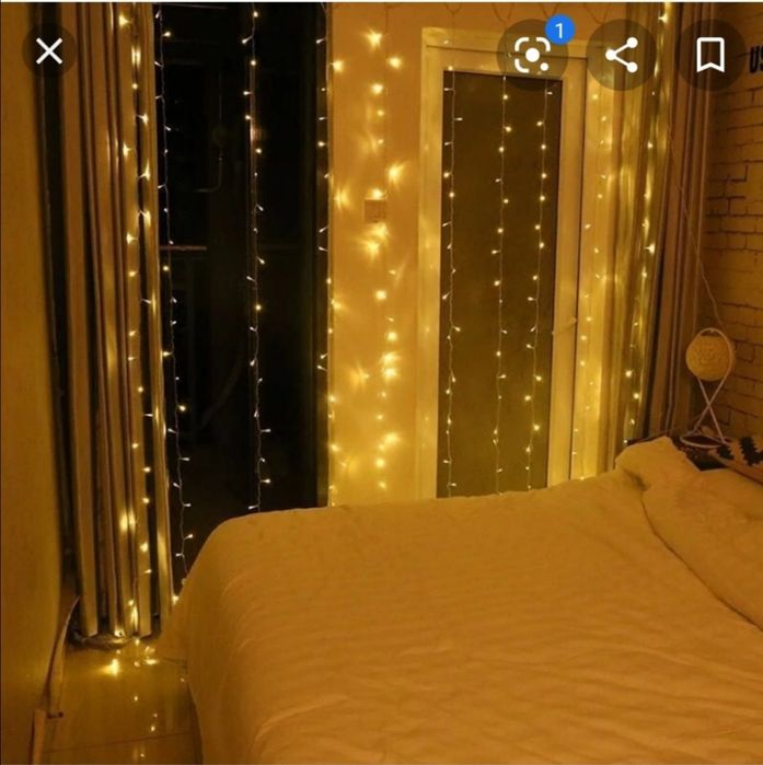 Коледна завеса от лампички - Студено бяло, топло бяло, шарено