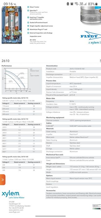 Потопяема помпа Flygt 2610