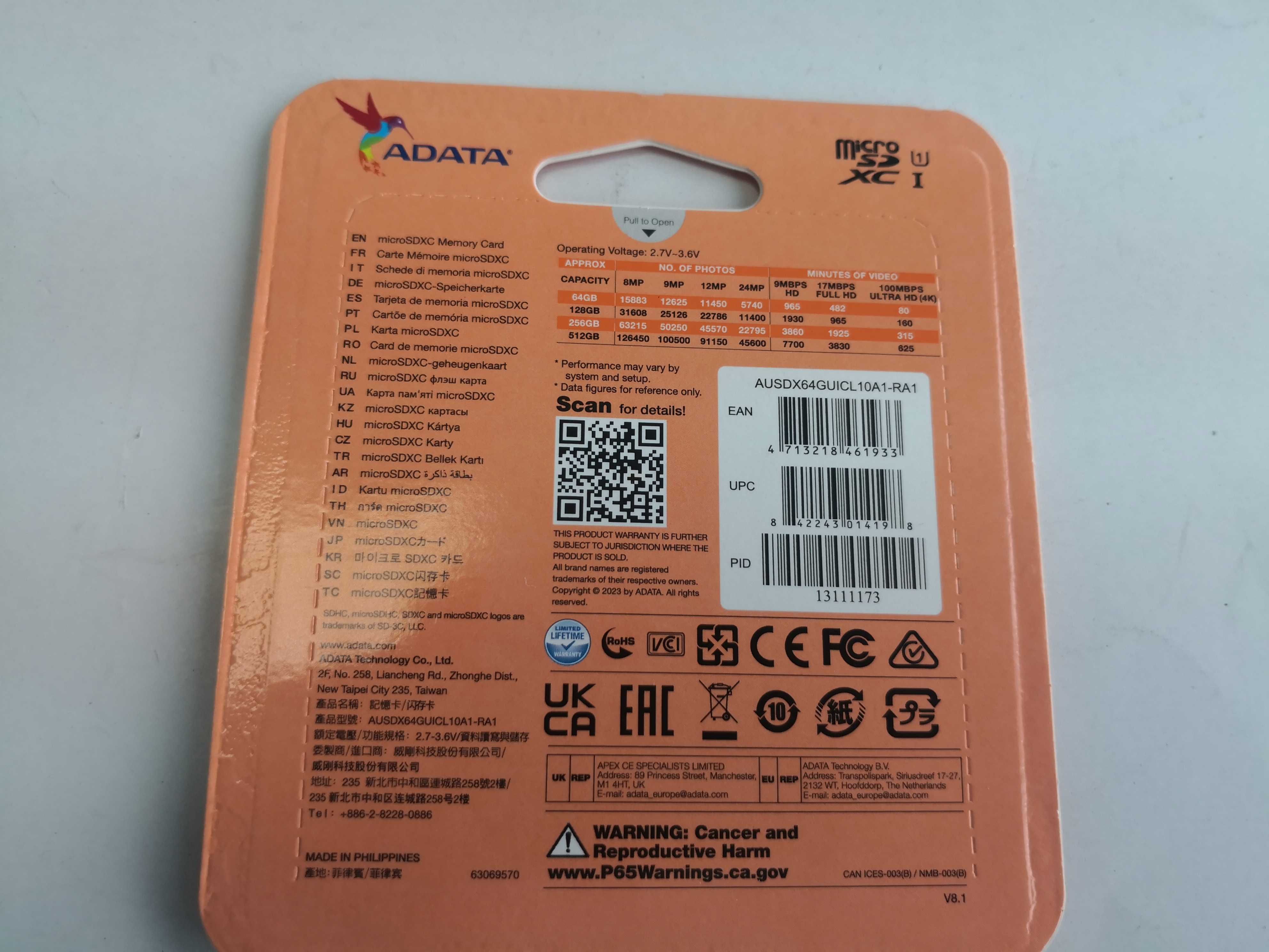 Card de memorie microSDXC cu adaptor 64 GB Adata
