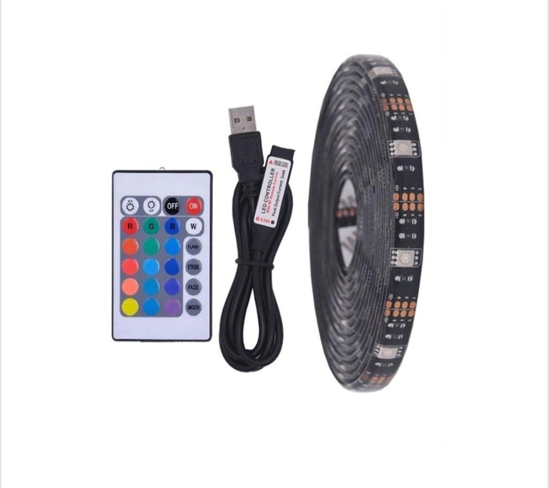 Kit banda led RGB pentru TV USB 5 metri telecomanda