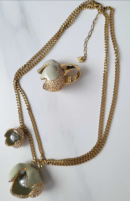 Колие Сваровски с перли и пръстен