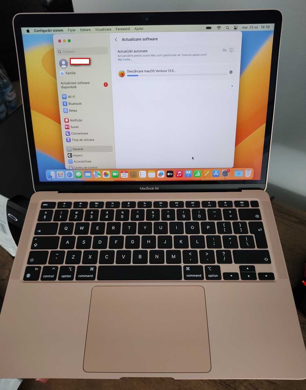 MacBook Air 13 M1 256GB SSD Gold, Late 2020. Impecabil! Garanție 2024!