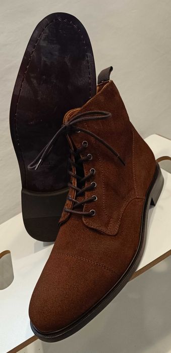 Ghete lace up 45 cap toe de lux Minelli Paris NOI piele naturala moale