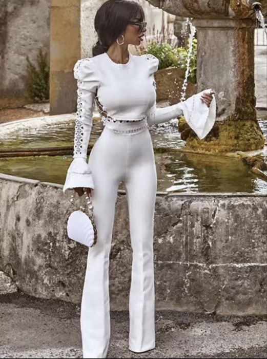 Бандажен Сет в бяло за Високи