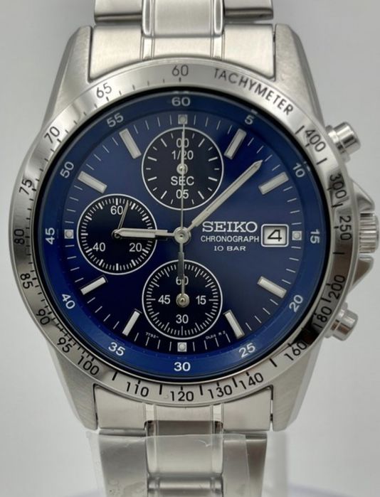Ceas Seiko Chronograph SBTQ071 – cadran albastru, oțel inoxidabil, nou