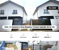 Vila -3 camere 2 bai-Duplex/ Crisul repede id nr 34