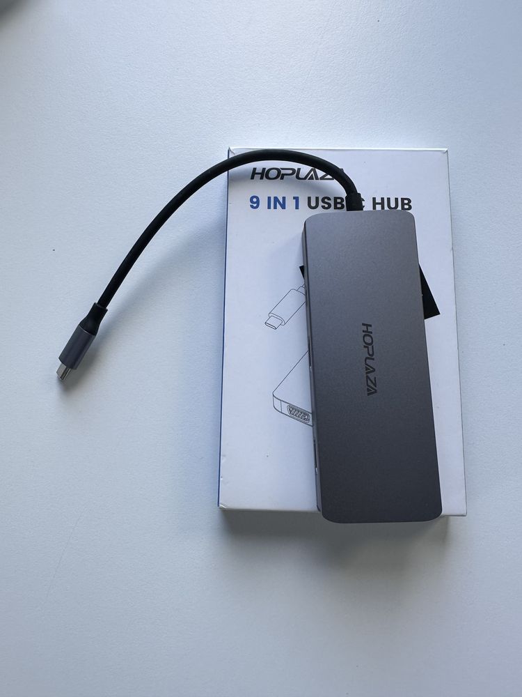 Hub Adaptor 9 in 1 USB-C, 3 x USB 3.0 x HDMI 4K, 1 x VGA 1080P, PD, SD