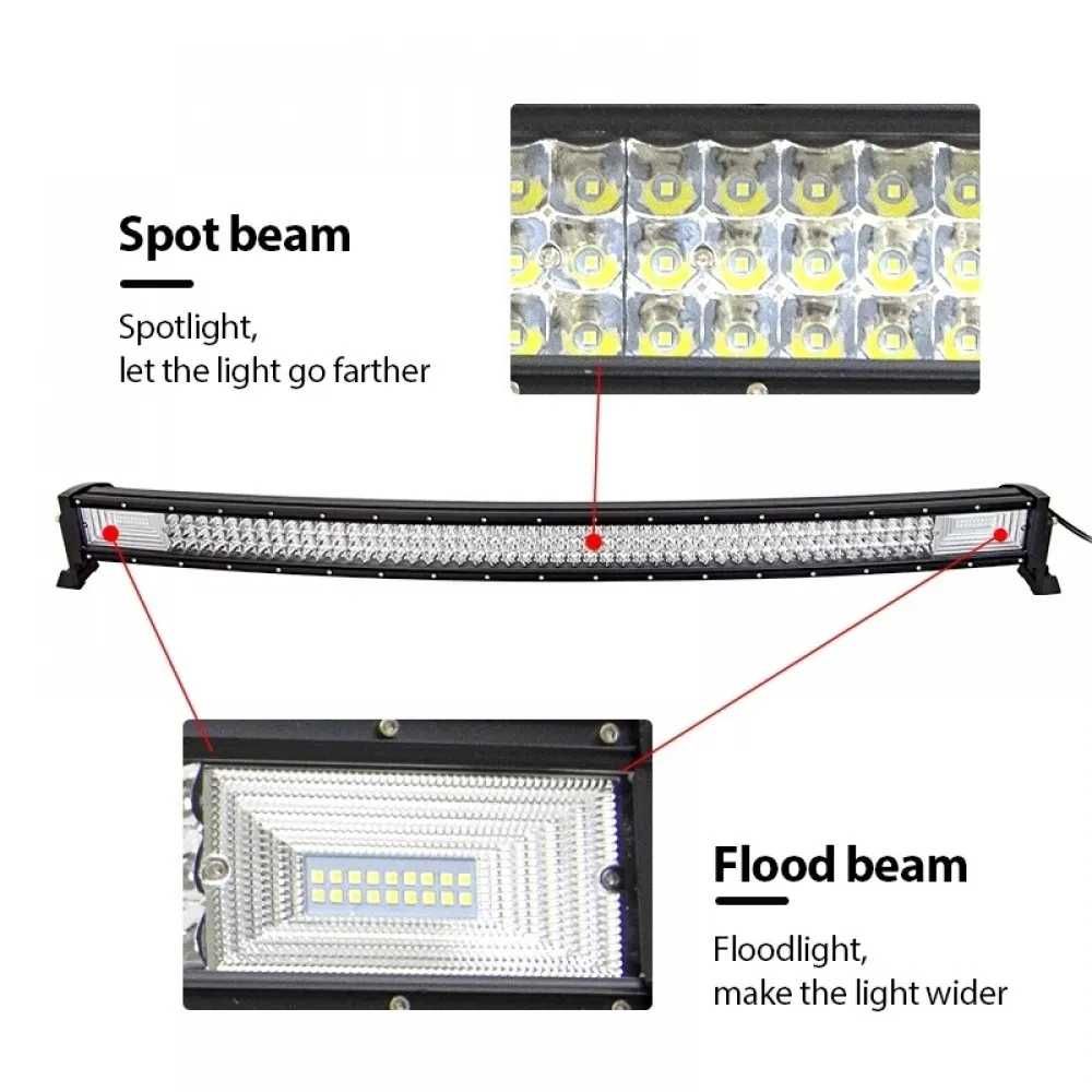 led bar curbat, 12D, 780W, 12-24V, 105CM, Profesional Spot & Flood