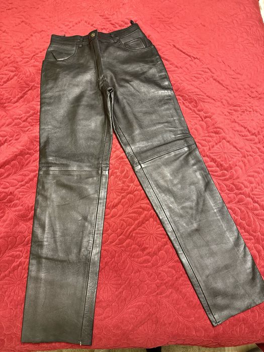 Pantaloni piele NOI, negri, moto, rock