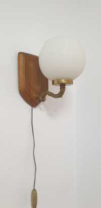 Lampa aplica vintage colectie bronz lemn opalina Germania 1960