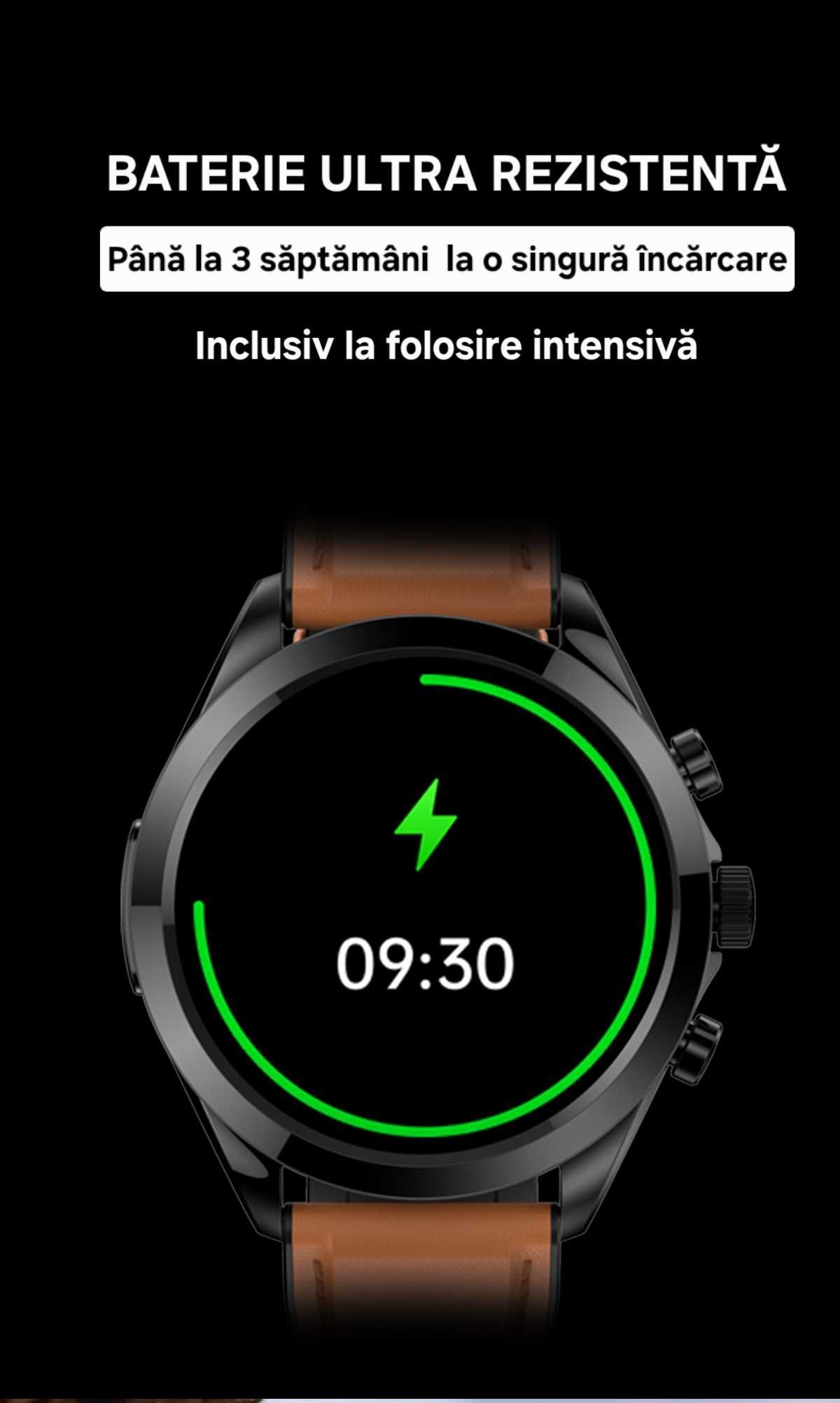 Smartwatch Medical: Glicemie/Inimă. EKG/PPG. Temperatura/Tensiune 5ATM