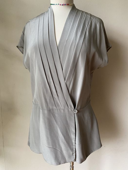 Копринена риза Banana Republic в гълъбово сиво, M