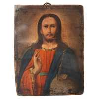 Icoană, ulei pe lemn, înfățișând pe Iisus Pantocrator, Rusia, sec. XIX