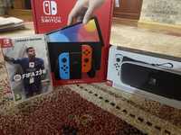 Nintendo Switch OLED + fifa 23, + husă, 64 GB plus un card de 128 Gb